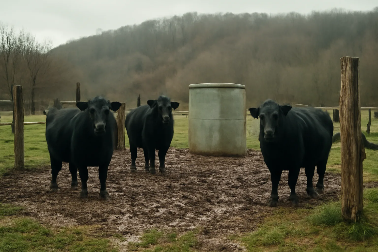 Angus cattle in a Kentucky corral before custom exempt slaughter