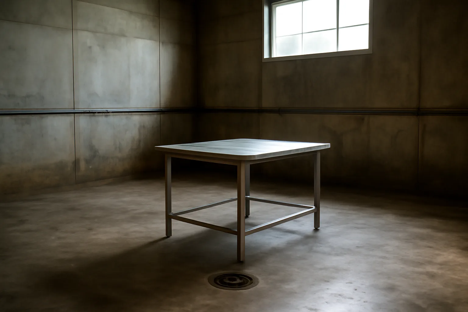 Empty custom exempt slaughterhouse kill floor in California