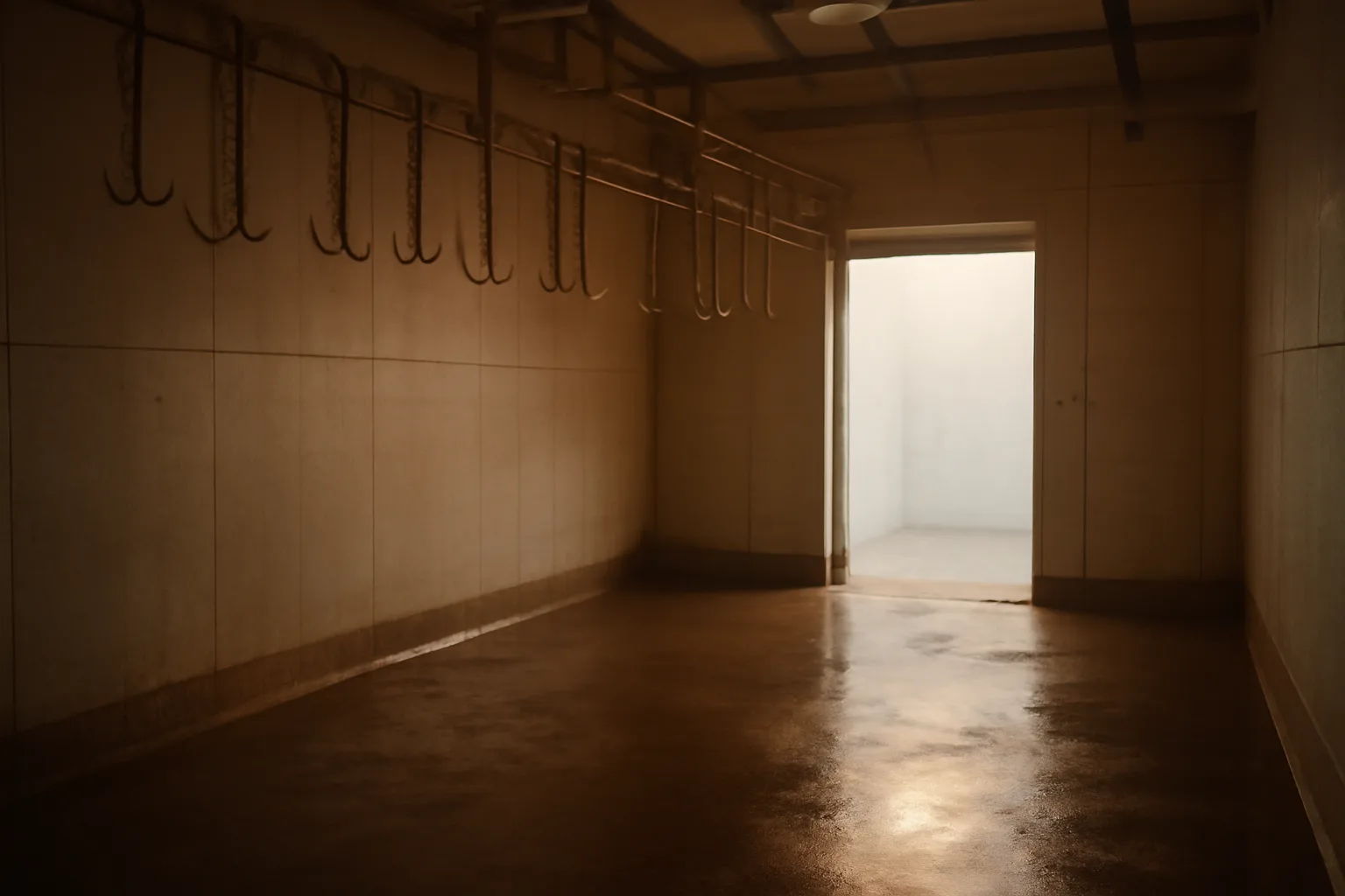Stainless rail and cooler doorway in a Colorado custom slaughter room