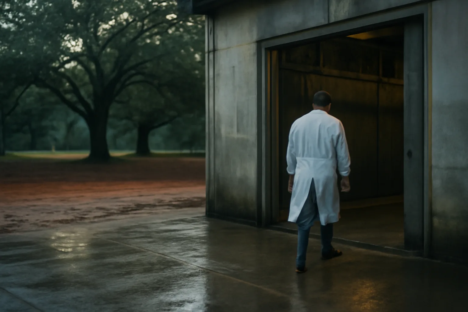 Custom exempt slaughter apron on a Georgia farm at dawn